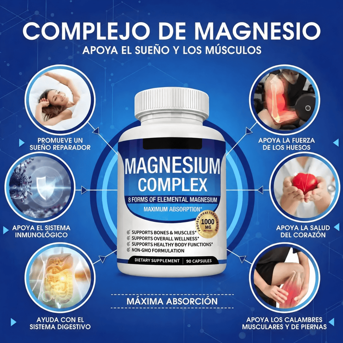 Restaura tu Sistema Nervioso y Duerme Profundamente con el Único Complejo de 8 Formas de Magnesio