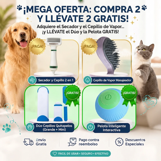 Compra 2 Productos y Llévate 2 Gratis 🎁 | Mega Kit PetPro para Perros y Gatos